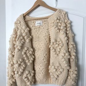 Chicwish Pom Pom cardigan cream NWT
